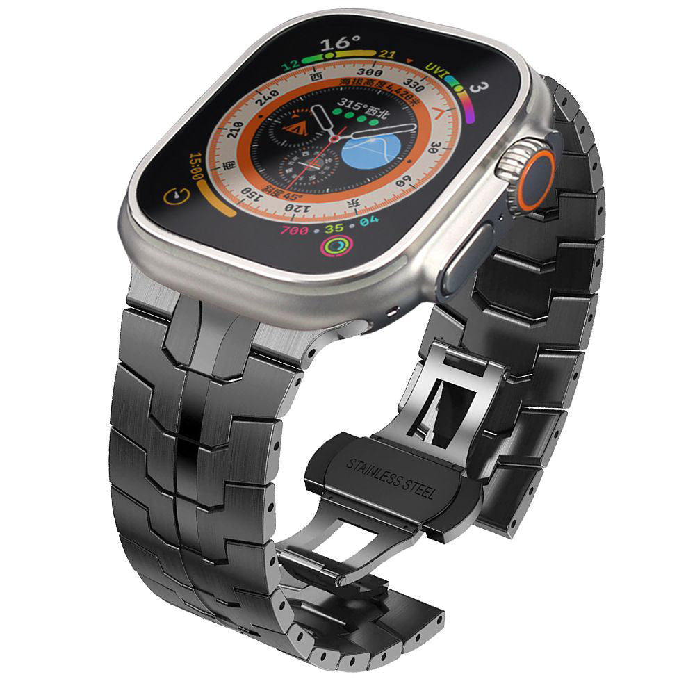 Cinturino Techsuit W063 per Apple Watch 49mm / 46mm / 45mm / 44mm / 42mm Series, Nero Arancione