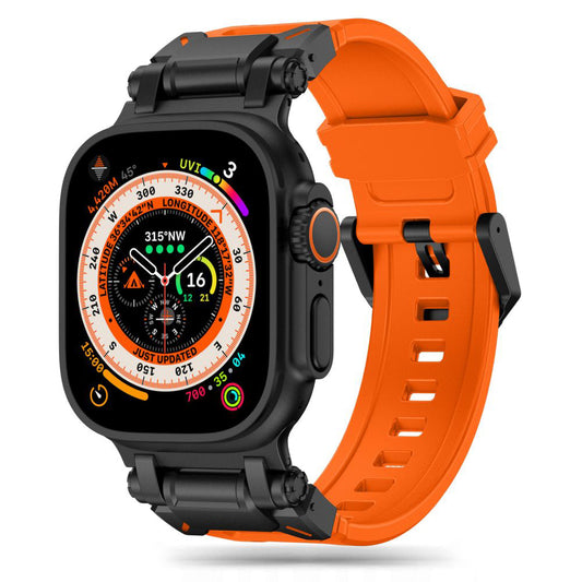 Cinturino Techsuit W064 per Apple Watch 49mm / 46mm / 45mm / 44mm / 42mm Series, Nero Arancione