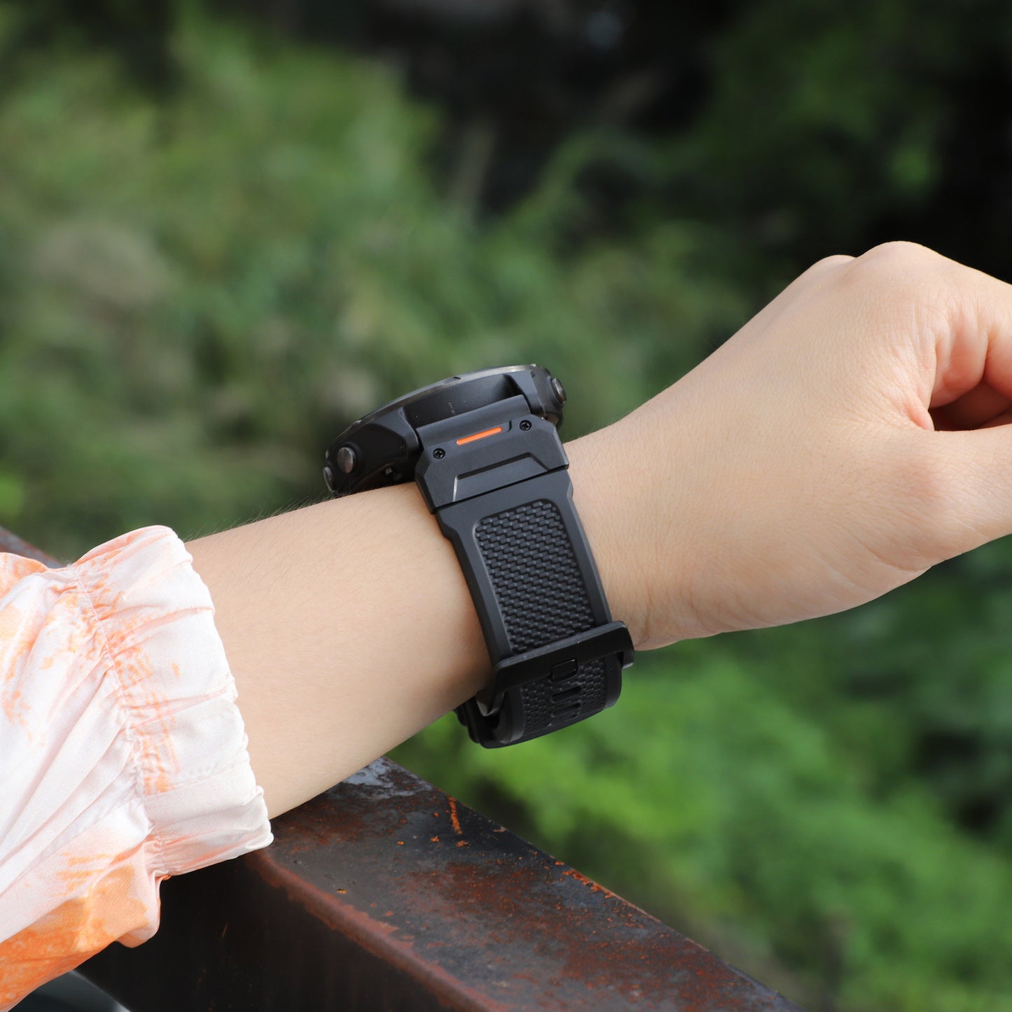 Cinturino Techsuit W068 per Garmin Watch Fenix / Forerunner / Approach Series, 22mm, Arancione Nero