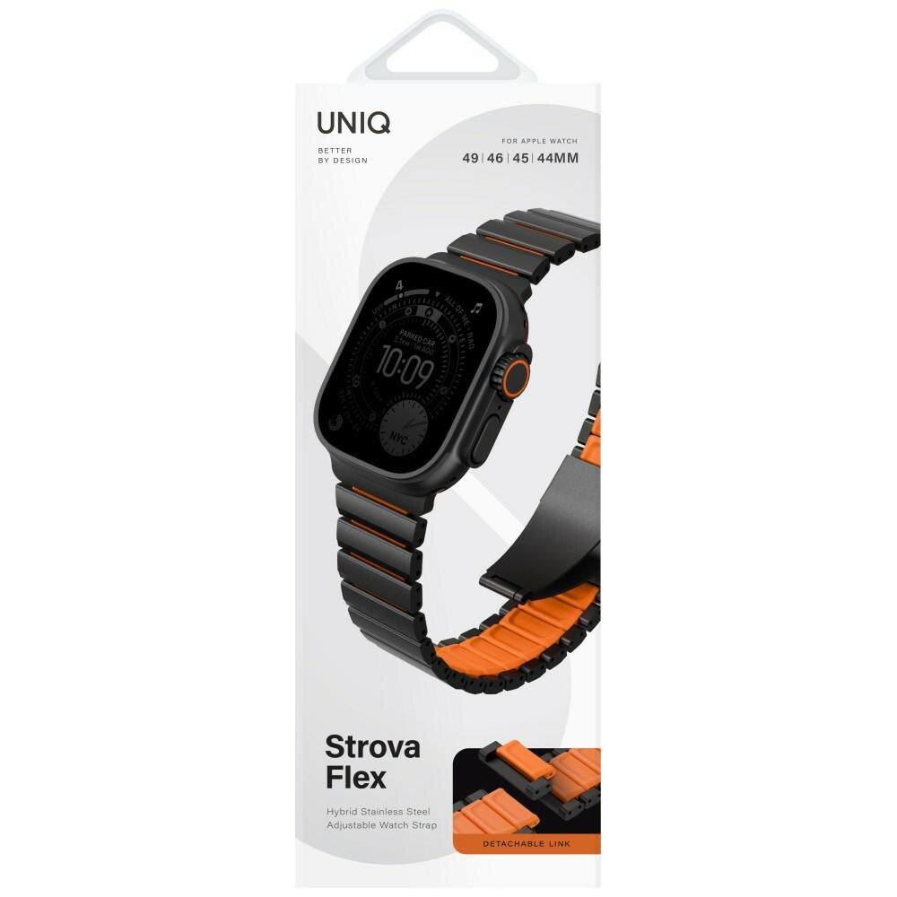 Cinturino UNIQ Strova Flex per Apple Watch 49mm / 46mm / 45mm / 44mm / 42mm Series, Nero Arancione
