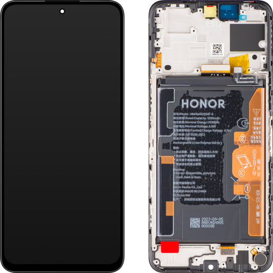 Display touchscreen Touchscreen Honor 90 Smart / X7b 4G, con cornice e batteria, nero (Midnight Black), Service Pack 0235AHDQ