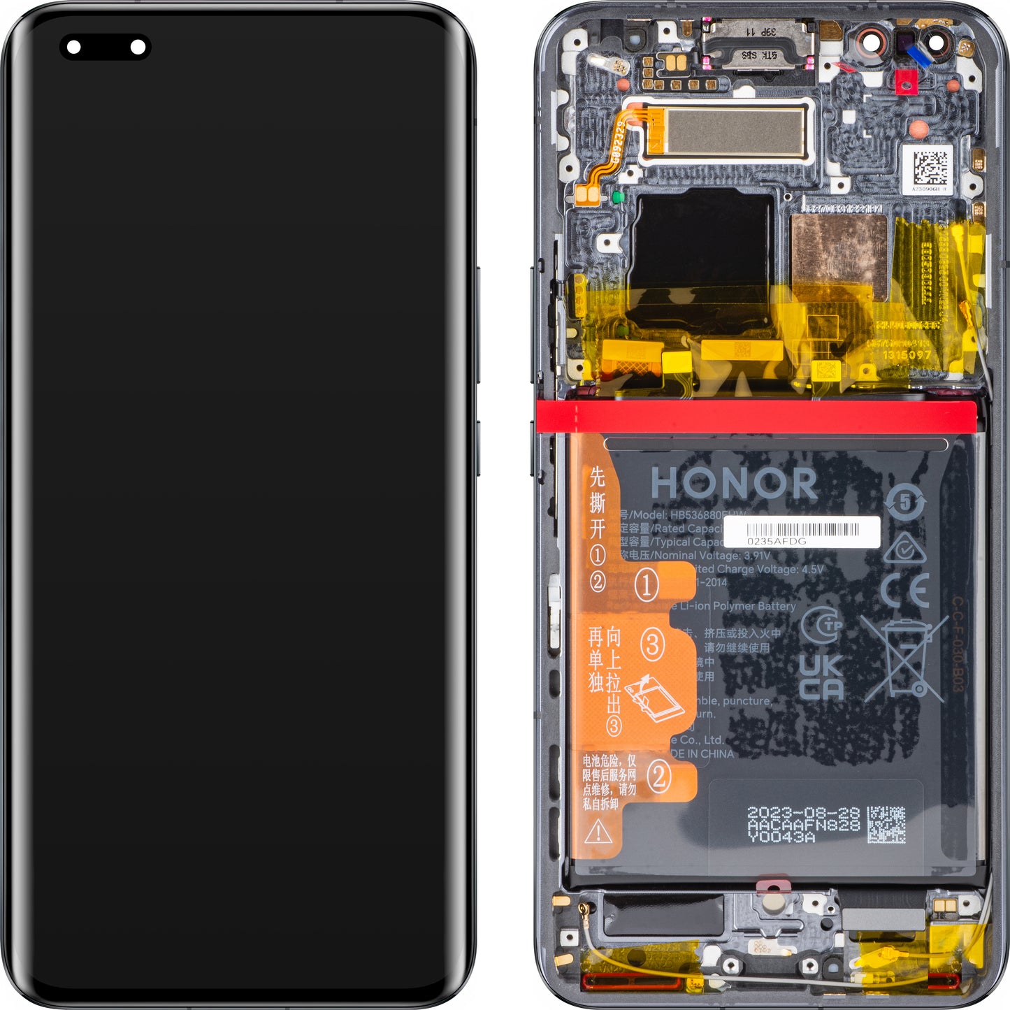 Display touchscreen Touchscreen Honor Magic5 Pro, con cornice e batteria, nero, Service Pack 0235AFDG