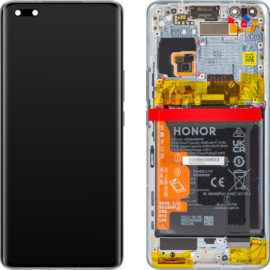 Display touchscreen con touchscreen Honor Magic4 Pro, con cornice e batteria, turchese, Service Pack 0235AGXC