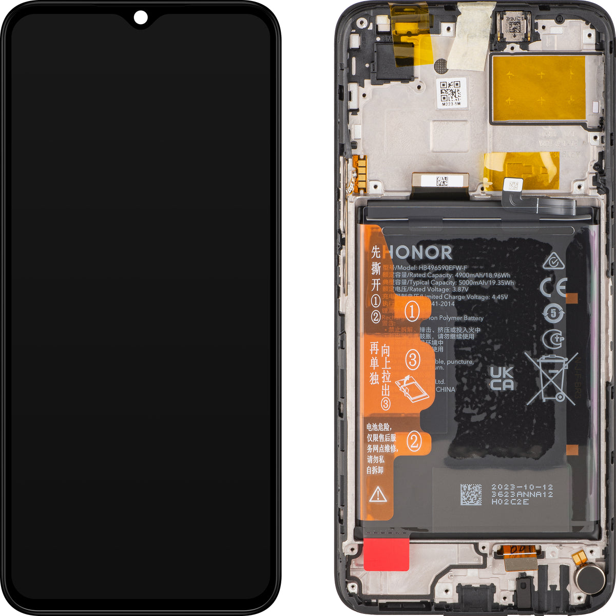 Display con Touchscreen Honor X5, con Cornice e Batteria, Nero, Service Pack 0235AENL