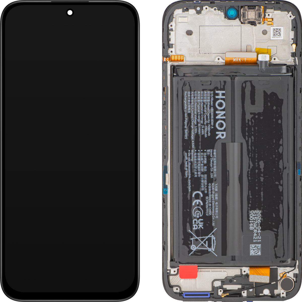Display con Touchscreen Honor 600 Smart, con Cornice e Batteria, Nero (Velvet Black), Service Pack 0235AUEV