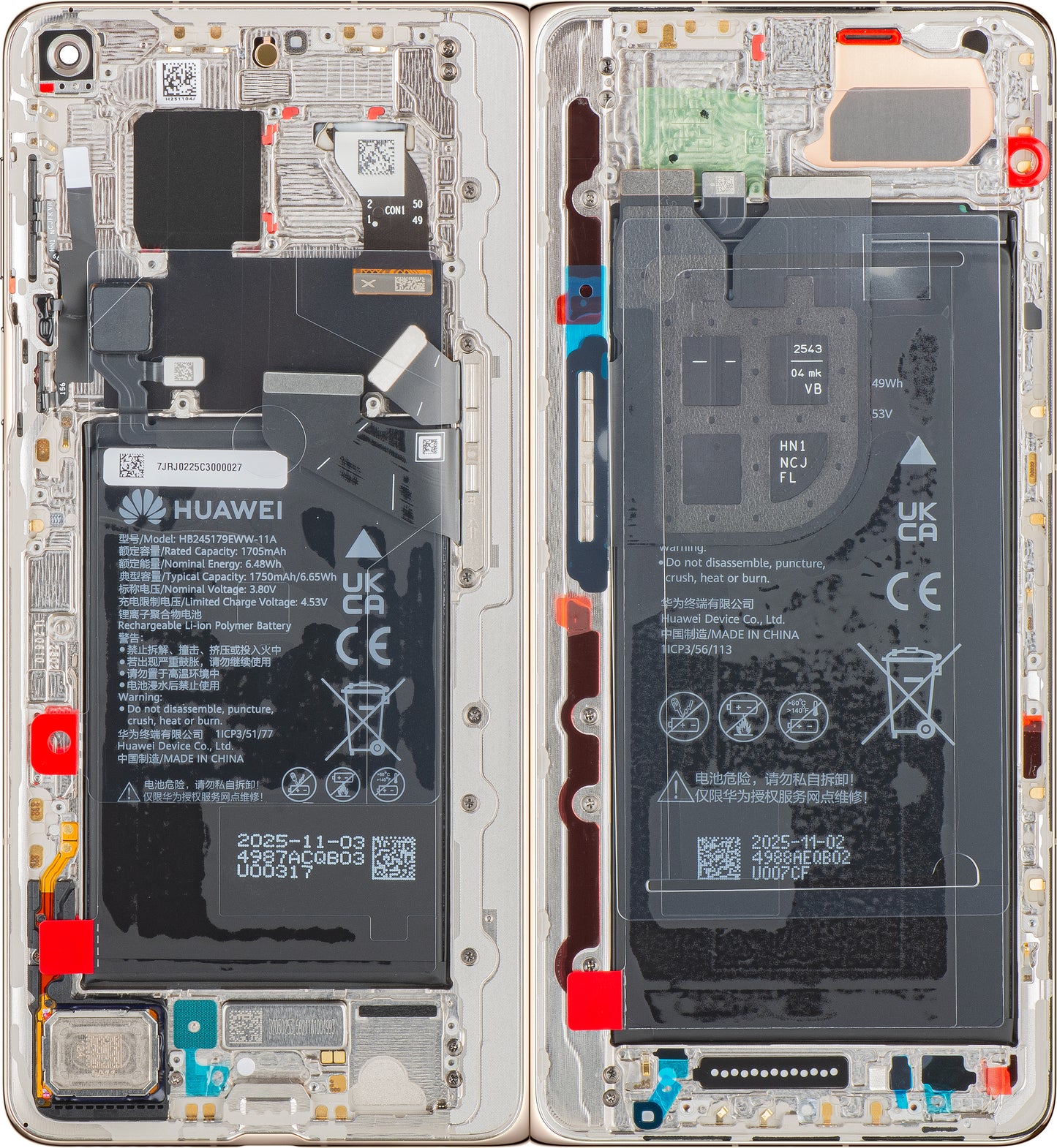 Display con Touchscreen Huawei Mate X7, con Cornice e Batteria, Dorato, Service Pack 02357JRJ