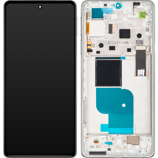 Display touchscreen Motorola Edge 30 Pro, con cornice, argento (bianco polvere di stelle), Service Pack 5D68C20277