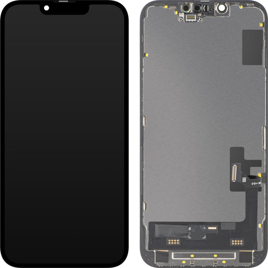 Display con Touchscreen MP compatibile con Apple iPhone 14, con Cornice, Versione Soft OLED IC Movable FHD, Nero