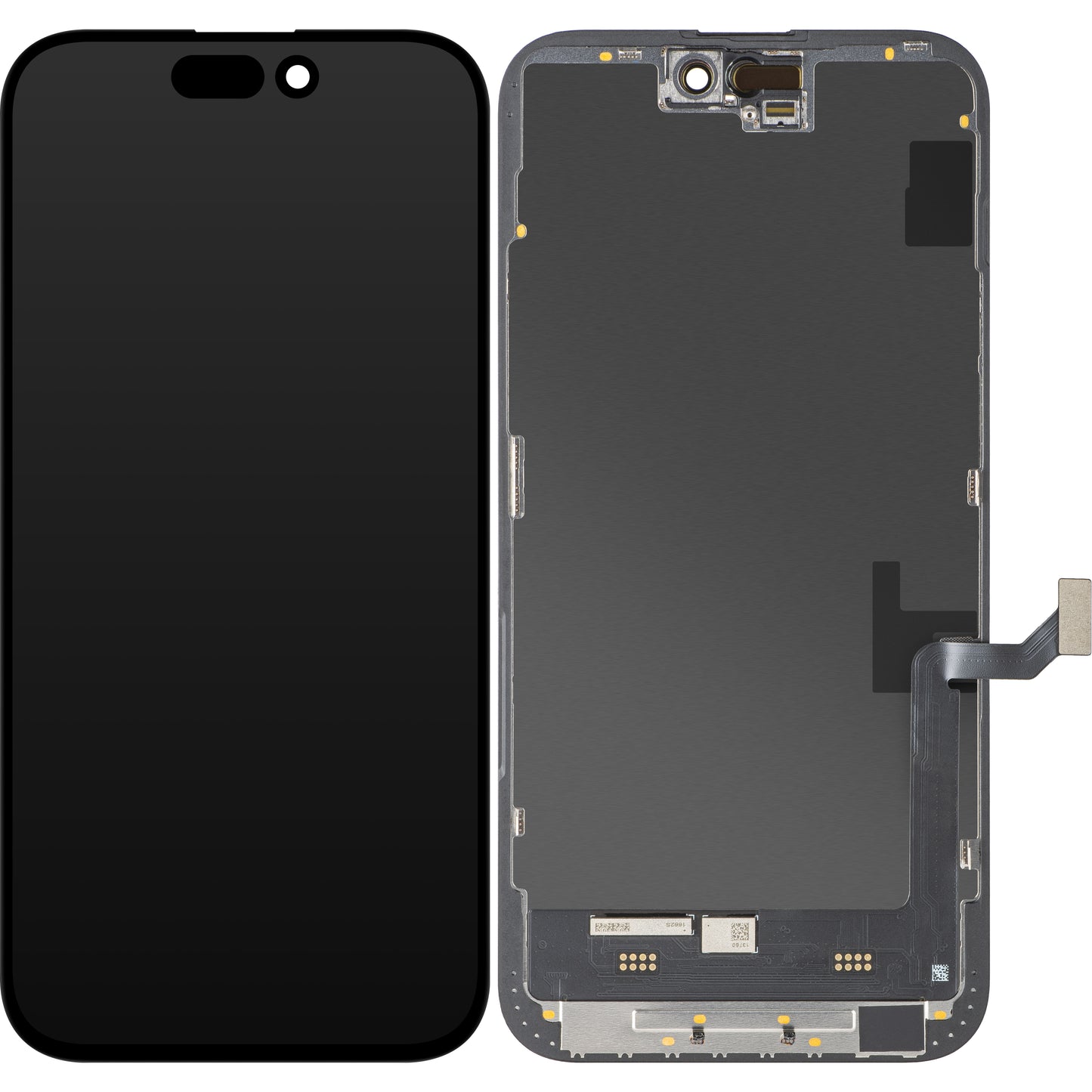 MP Touchscreen Display compatible with Apple iPhone 15 Plus, with Frame, Soft OLED FHD Movable IC Version, Black