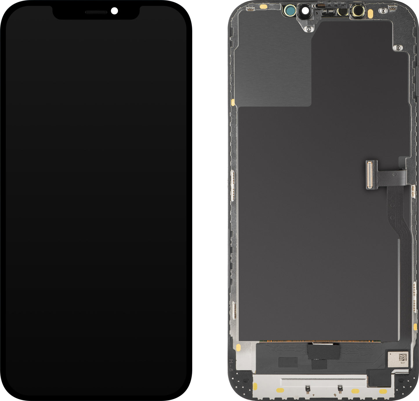 Display con Touchscreen MP compatibile con Apple iPhone 12 Pro Max, con Cornice, Versione OLED Diagnostica, Nero