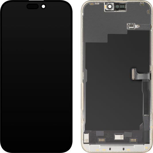 Display con Touchscreen MP compatibile con Apple iPhone 15 Pro Max, con Cornice, Versione Soft OLED 120Hz FHD Diagnostic, Nero