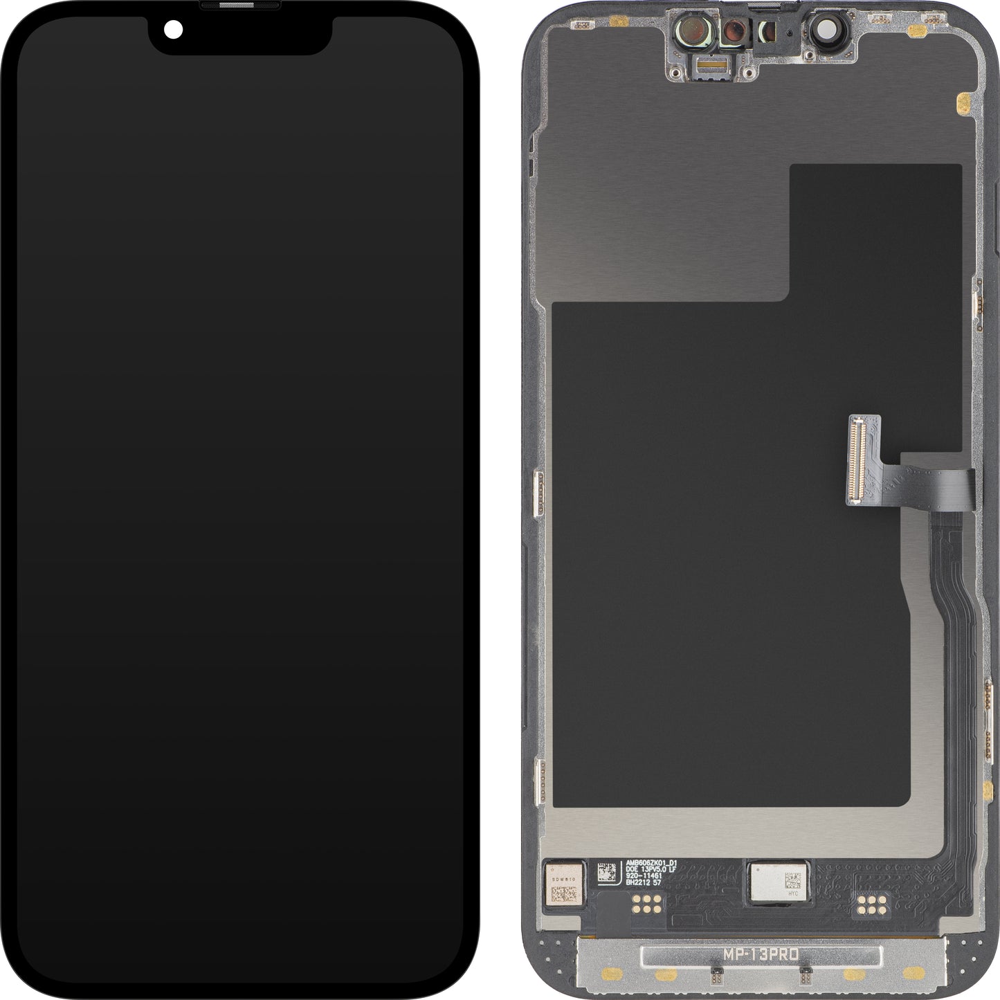 Display con Touchscreen MP compatibile con Apple iPhone 13 Pro, con Cornice, Versione Premium Soft OLED FHD 120Hz Diagnostico, Nero