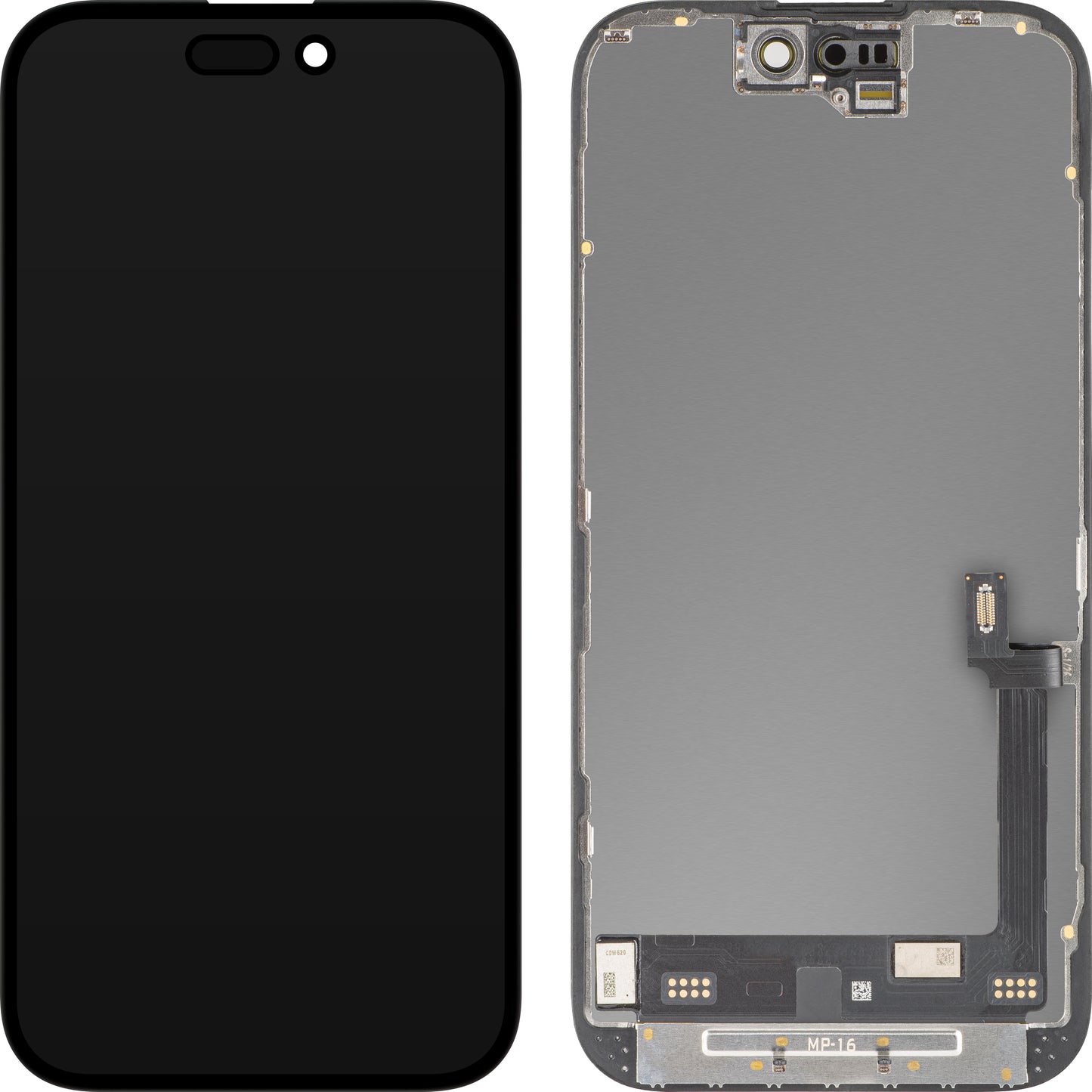 Display con Touchscreen MP compatibile con Apple iPhone 16, con Cornice, Versione Premium Soft OLED FHD 120Hz Diagnostico, Nero