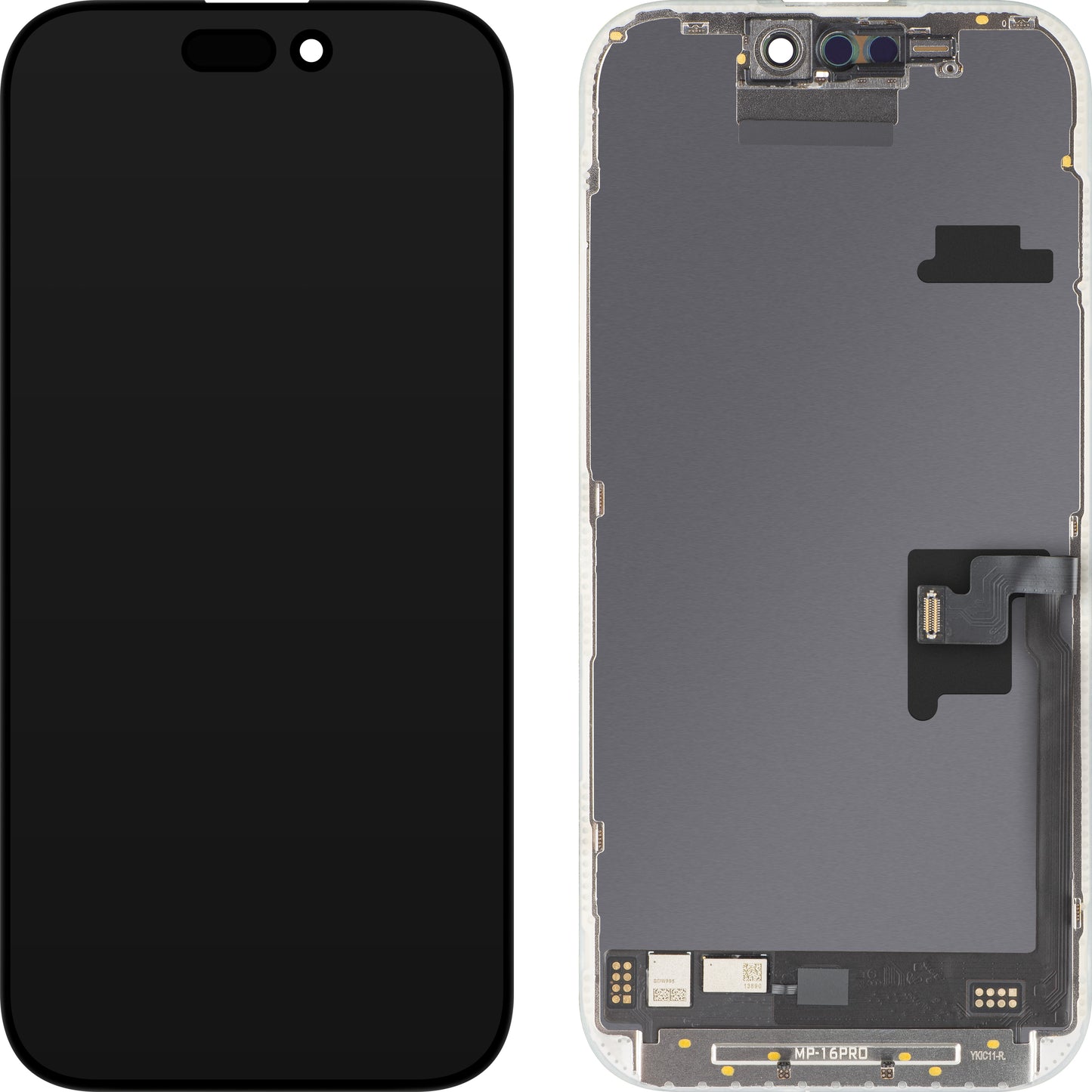Display con Touchscreen MP compatibile con Apple iPhone 16 Pro, con Cornice, Versione Software OLED FHD 120Hz Diagnostica, Nero