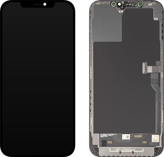 Display con Touchscreen MP compatibile con Apple iPhone 12 Pro Max, con Cornice, Versione Software OLED FHD Diagnostica, Nero