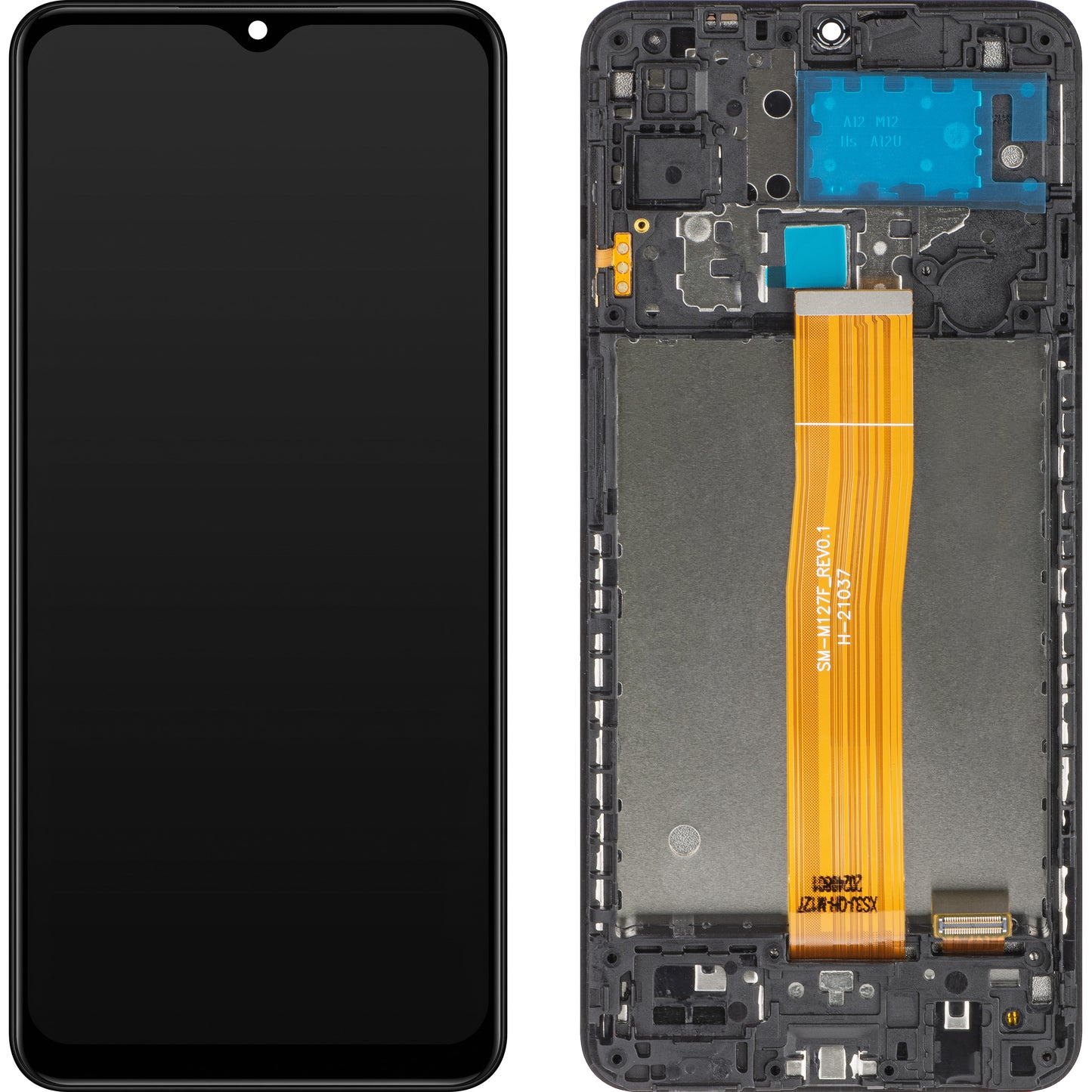 Display touchscreen MP compatibile con Samsung Galaxy M12 M127, con cornice, nero