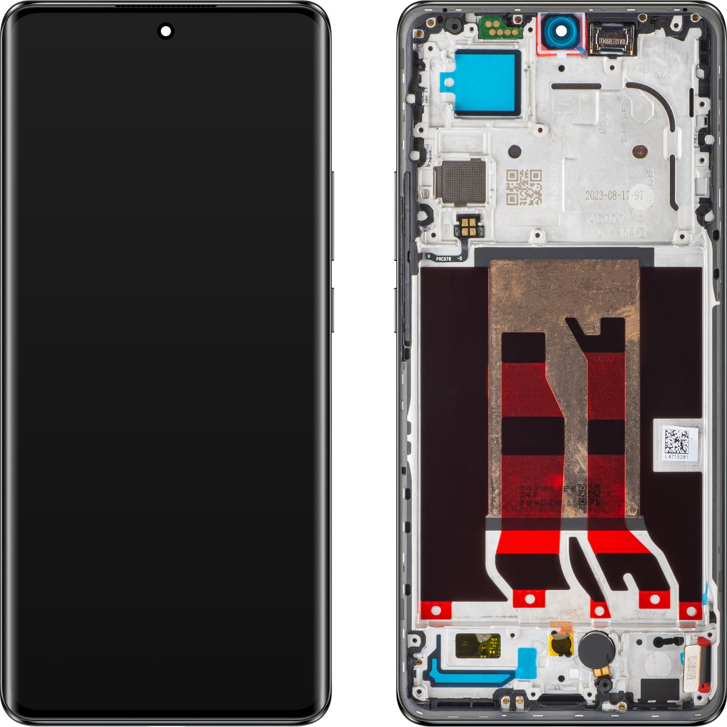 Oppo Reno10 Pro Display touchscreen con cornice, nero (grigio argentato), Service Pack 621029000057