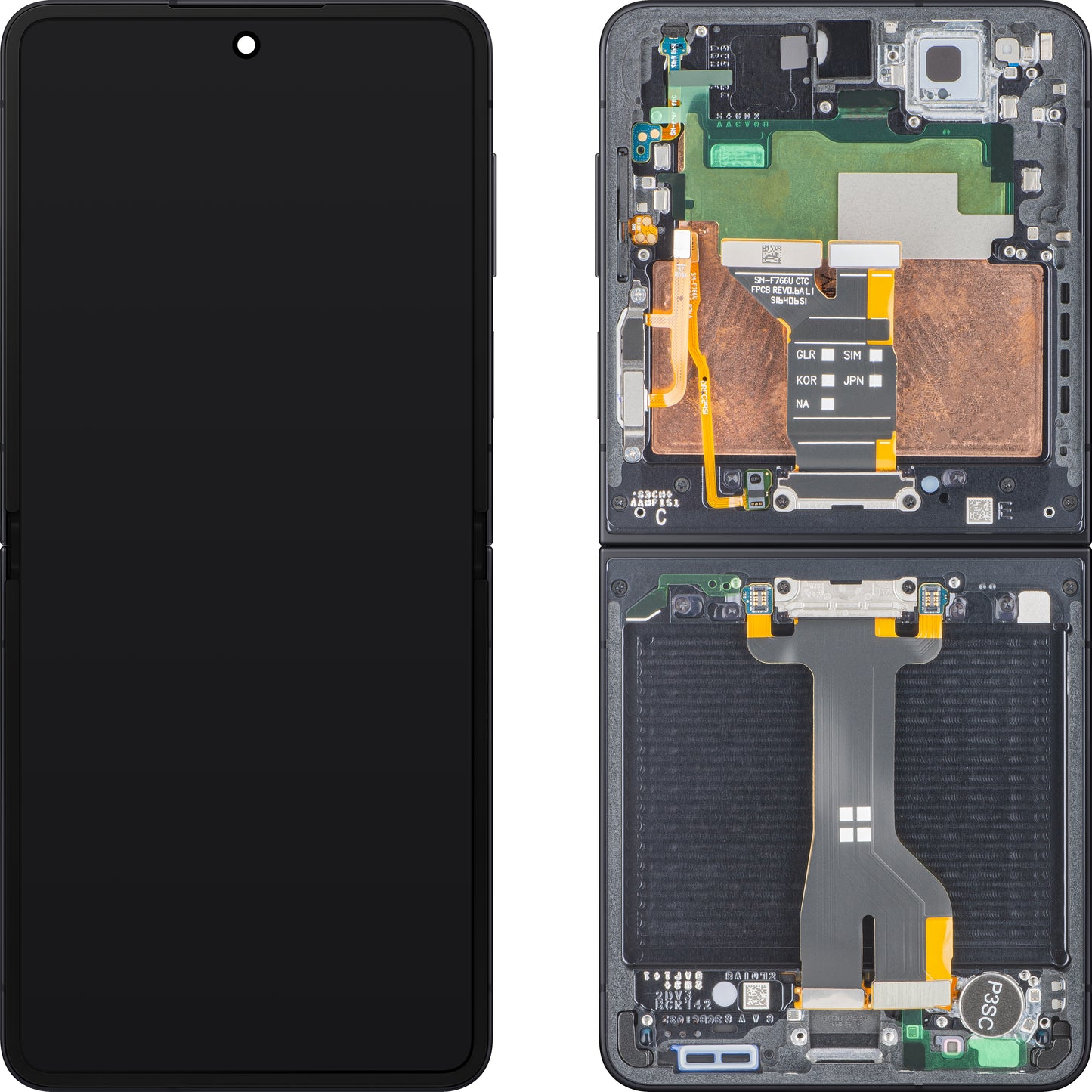 Display con Touchscreen Samsung Galaxy Z Flip7 F766, Con Cornice, Sub Inner, Nero (Jet Black), Service Pack GH82-37581C