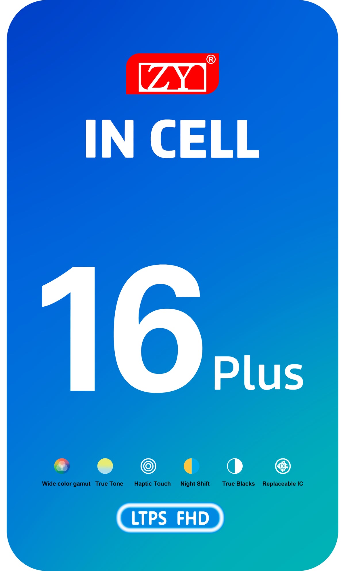 Display con Touchscreen ZY per Apple iPhone 16 Plus, con Cornice, Versione LCD In-Cell IC Movable, Nero
