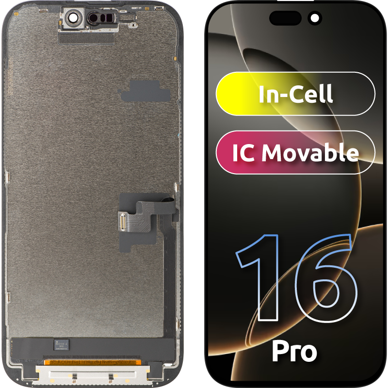 Display con Touchscreen ZY per Apple iPhone 16 Pro, con Cornice, Versione LCD In-Cell IC Movable, Nero