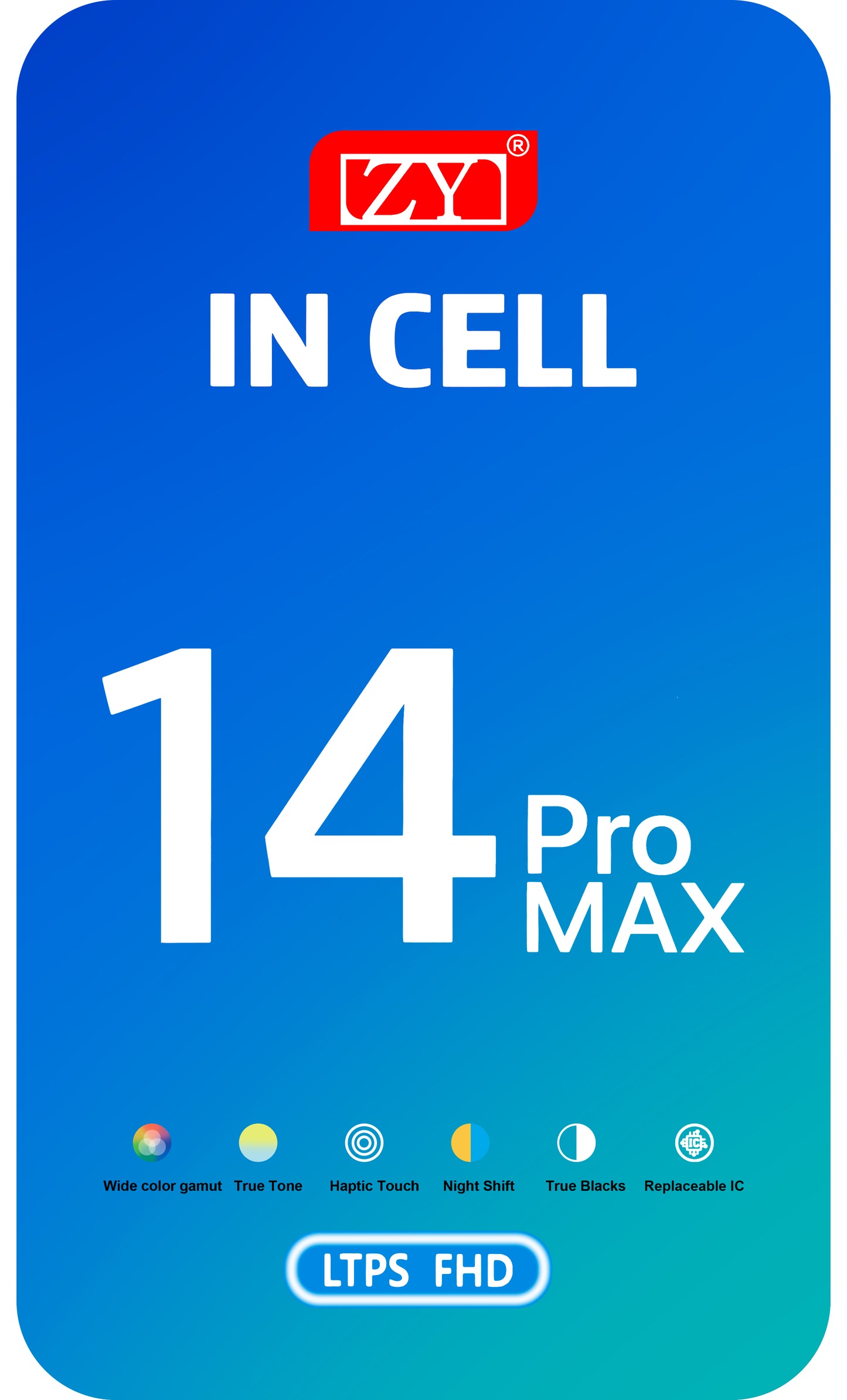 Display con Touchscreen ZY per Apple iPhone 14 Pro Max, con Cornice, Versione LCD In-Cell IC Movable, Nero