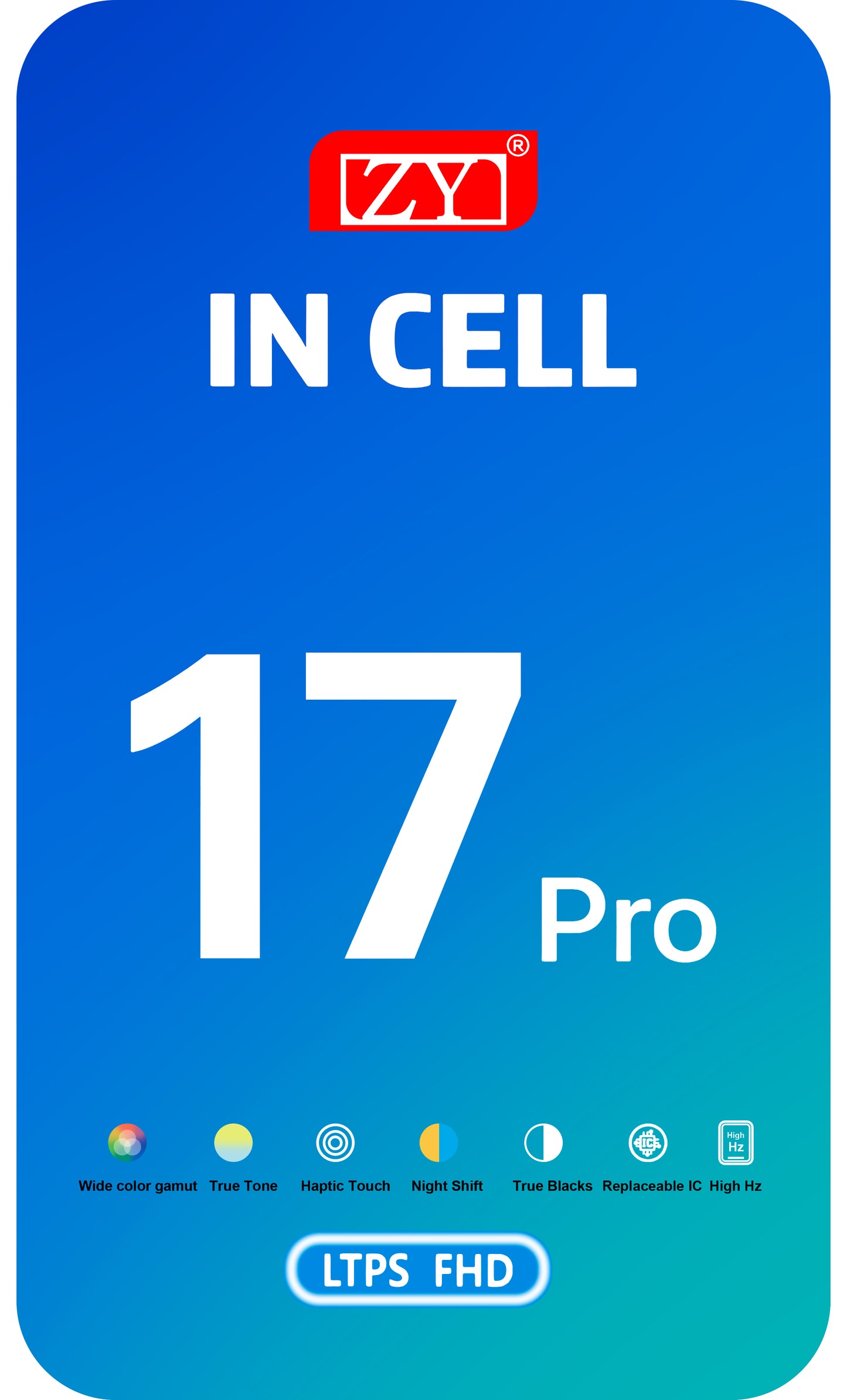 Display con Touchscreen ZY per Apple iPhone 17 Pro, con Cornice, Versione LCD In-Cell IC Movable, Nero