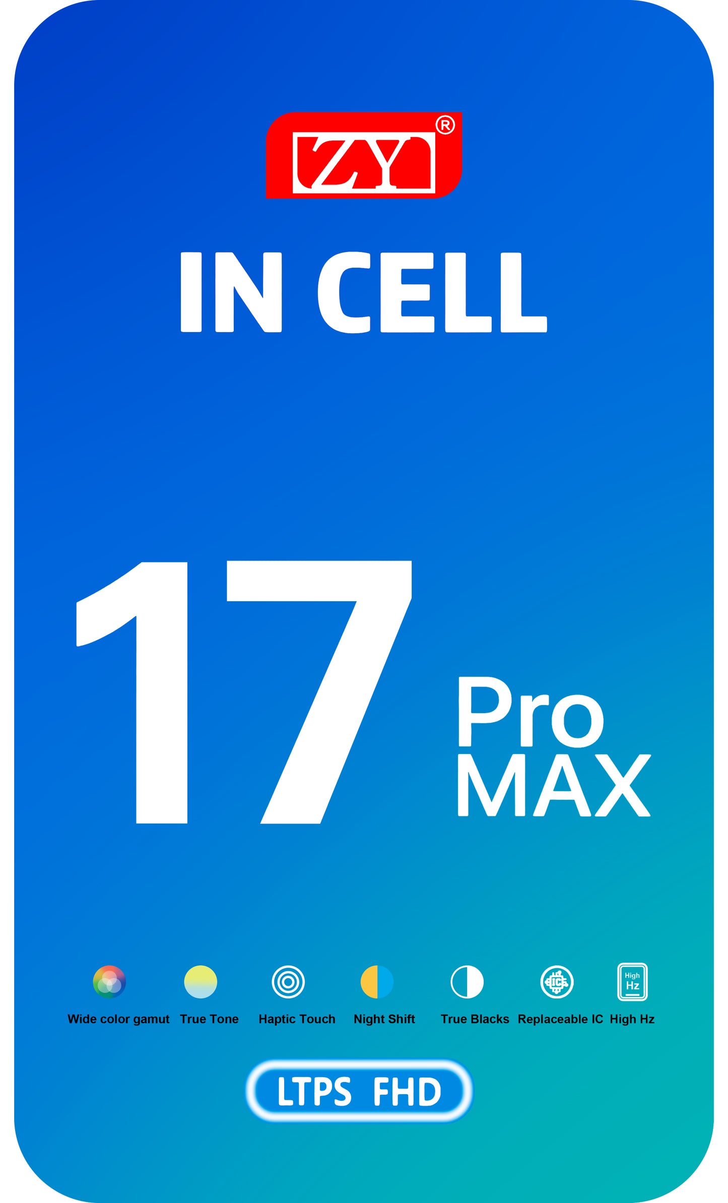 Display con Touchscreen ZY per Apple iPhone 17 Pro Max, con Cornice, Versione LCD In-Cell IC Movable, Nero