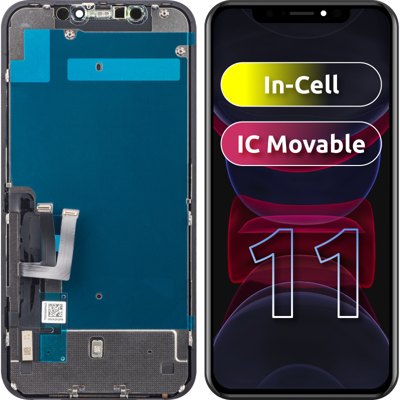 ZY Display touchscreen per Apple iPhone 11, con cornice, LCD In-Cell IC mobile, nero