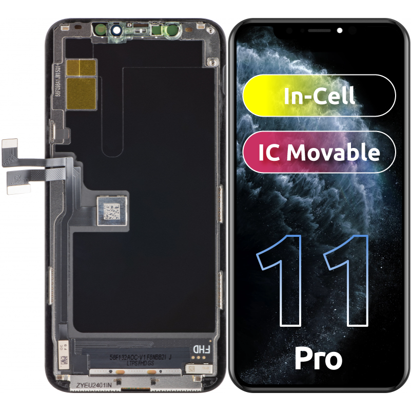 ZY Display touchscreen per Apple iPhone 11 Pro, con cornice, versione LCD mobile In-Cell IC, nero