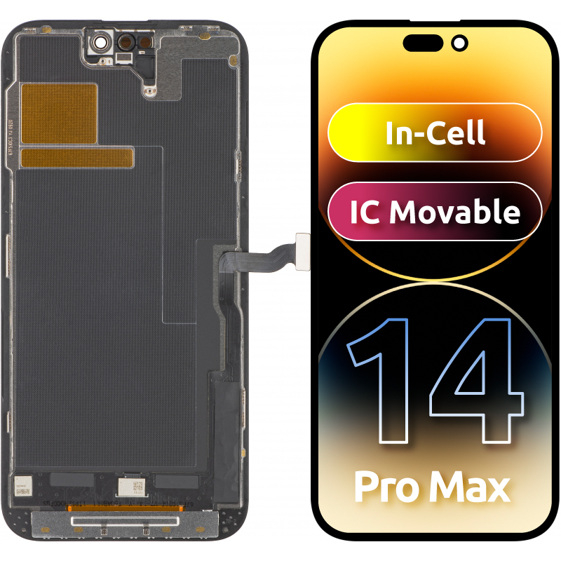 Display con Touchscreen ZY per Apple iPhone 14 Pro Max, con Cornice, Versione LCD In-Cell IC Movable, Nero