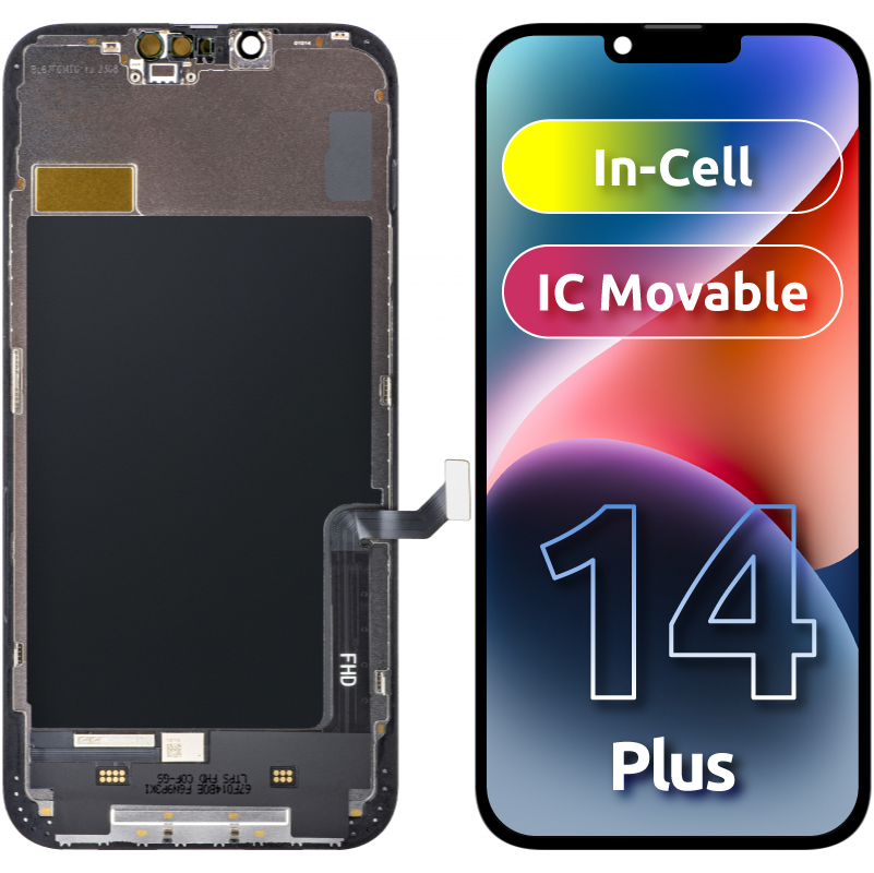 ZY Display touchscreen per Apple iPhone 14 Plus, con cornice, LCD In-Cell IC mobile, nero