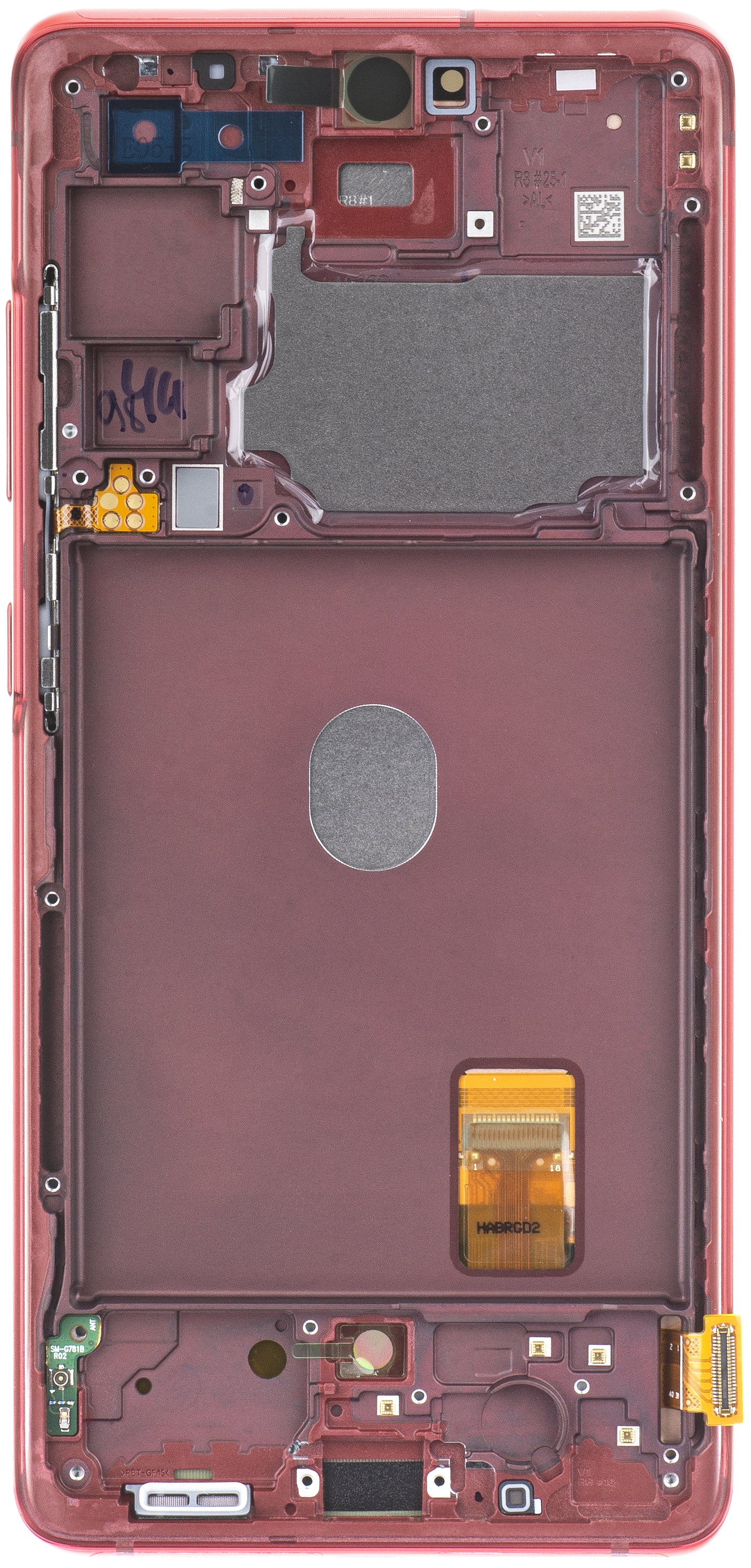 Touchscreen Display Samsung Galaxy S20 FE 5G G781, with Frame, Red, Service Pack GH82-24214E