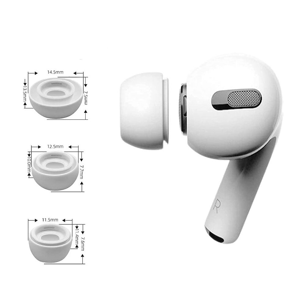 Tappi Techsuit ET1 per Apple AirPods Pro Series, Taglie XS / S / L, Bianchi