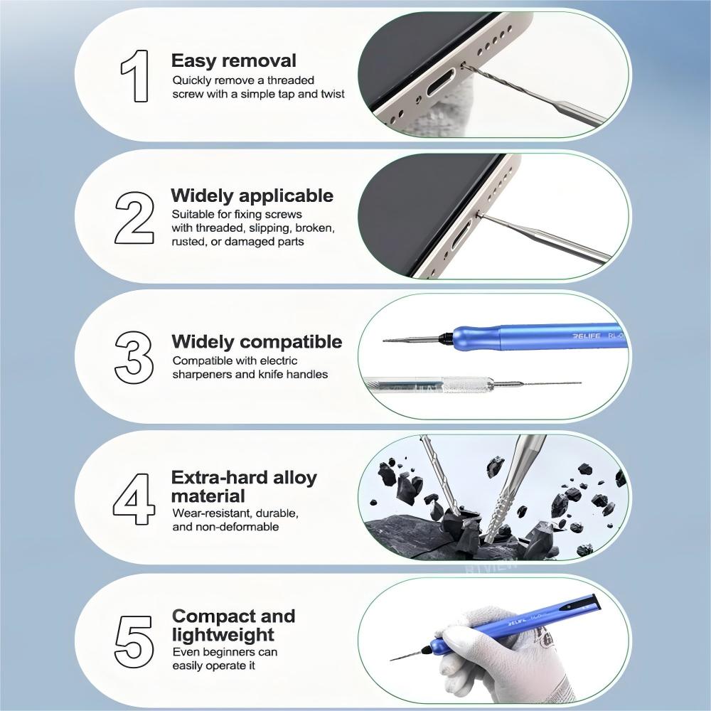 Bit Estrattore Relife TX1 per estrazione viti rotte, 2in1