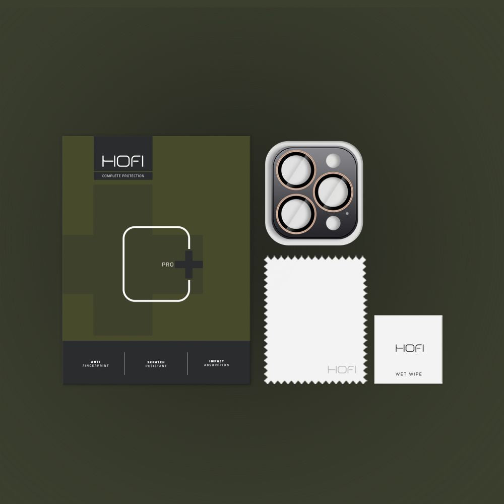 Pellicola protettiva per fotocamera posteriore HOFI CamRing PRO+ per Apple iPhone 16 Pro Max / 16 Pro, protezione in vetro, oro