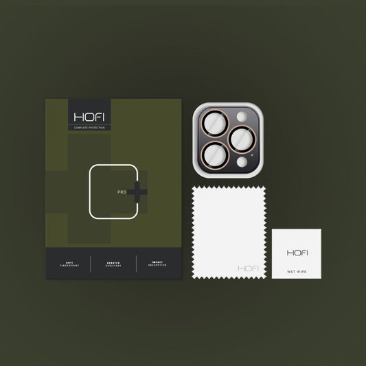 Protective Film Rear Camera Back Cover HOFI CamRing PRO+ for Apple iPhone 16 Pro Max / 16 Pro, Glass Protected, Gold