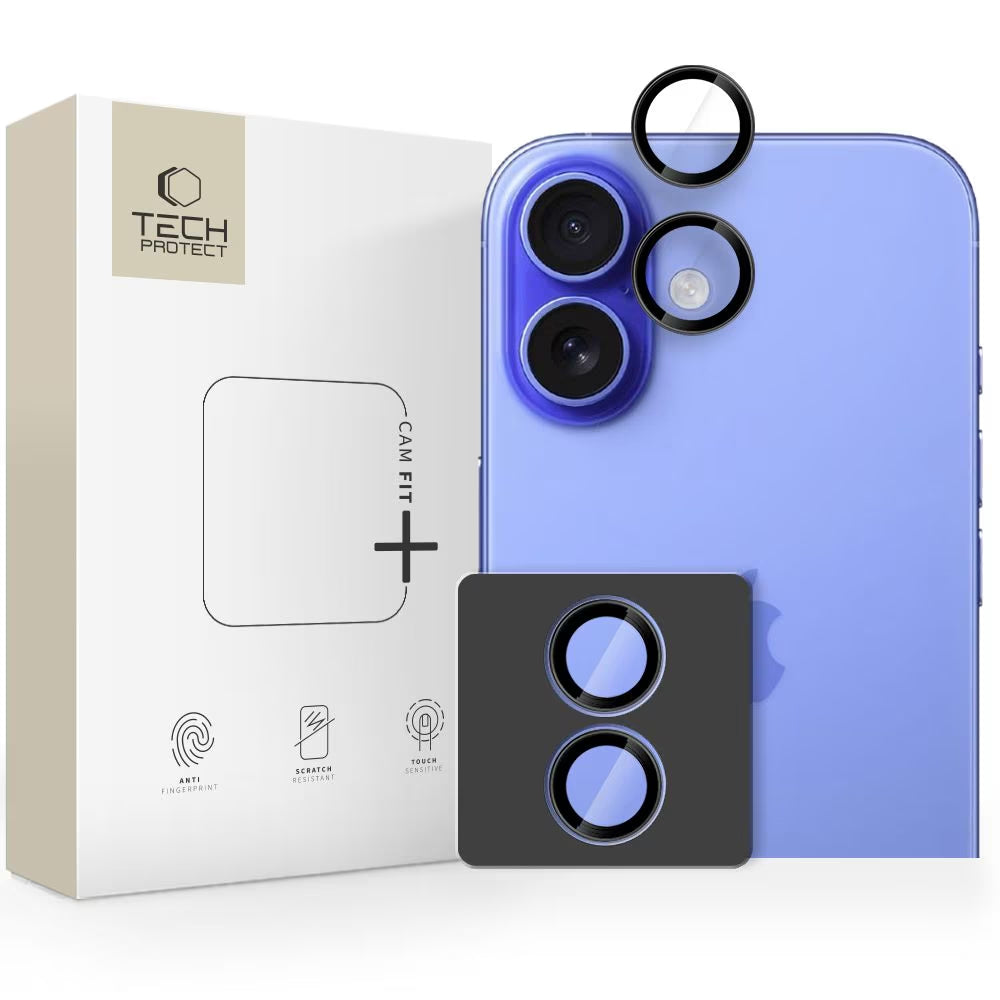 Pellicola protettiva per Fotocamera Posteriore Tech-Protect CamRing Fit+ per Apple iPhone 17, Vetro Temperato, Nera