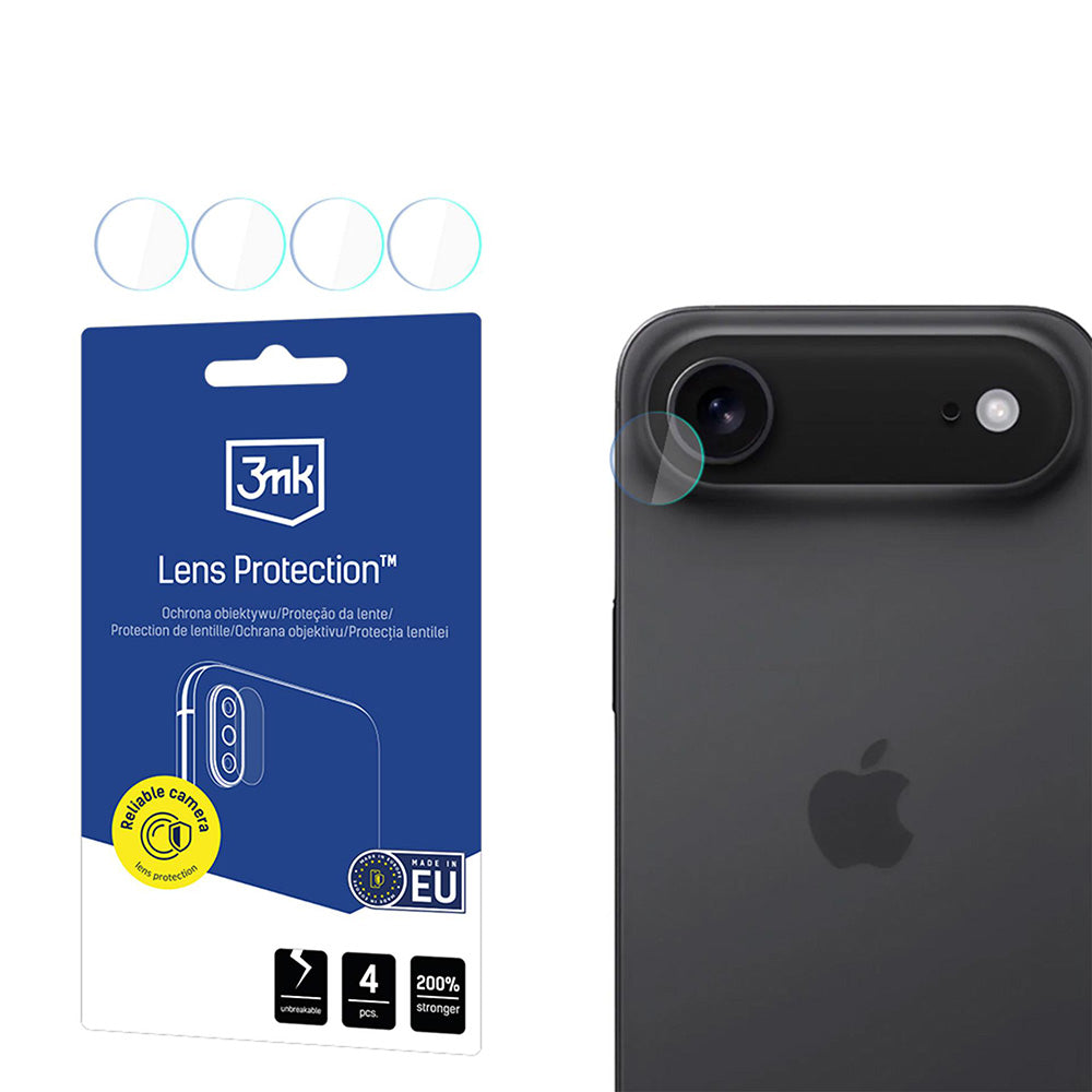 Pellicola Protettiva Posteriore Camera 3MK Protection per Apple iPhone 17 Air, Vetro Flessibile, Set 4 pezzi, Trasparente