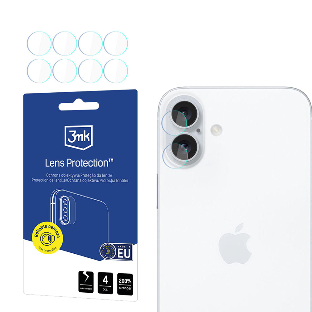 Pellicola Protettiva Posteriore Camera 3MK Protection per Apple iPhone 17, Vetro Flessibile, Set 4 pezzi, Trasparente