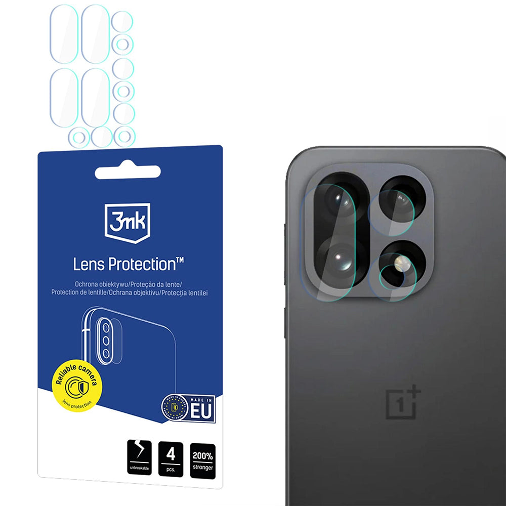 Pellicola Protettiva Posteriore per Fotocamera 3MK Protection per OnePlus 15, Vetro Temperato, Set 4 pezzi, Trasparente
