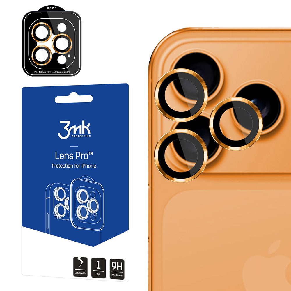 Pellicola Protettiva Posteriore Camera 3MK Protection Pro per Apple iPhone 17 Pro Max / 17 Pro, Vetro Temperato, Arancione