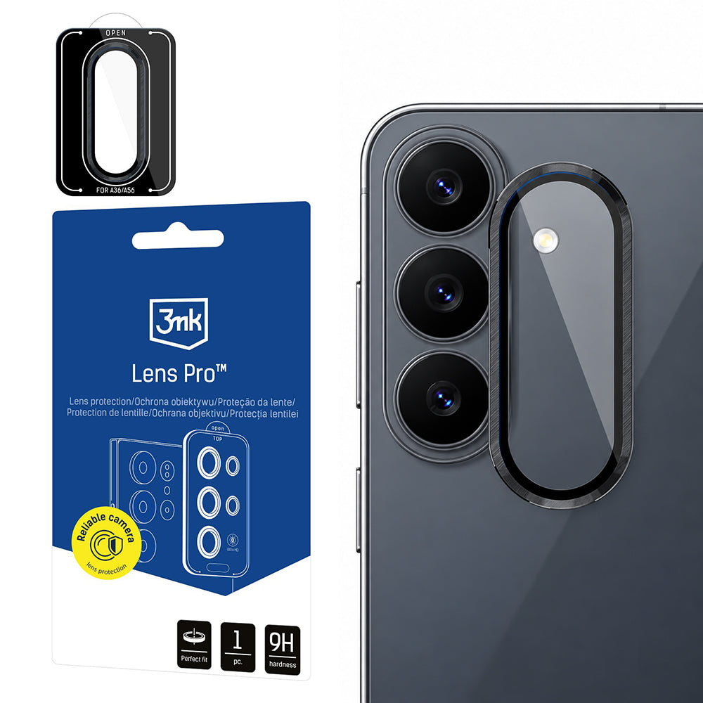 Pellicola protettiva per fotocamera posteriore 3MK Protection Pro per Samsung Galaxy S26 FE S741, vetro temperato, nero
