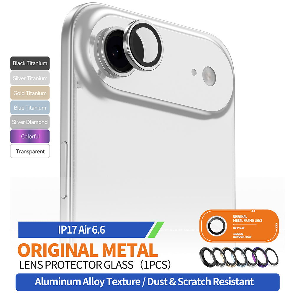 Pellicola Protettiva Posteriore Blueo Glitter Diamond Metal Frame per Apple iPhone 17 Air, Vetro Temperato, Argento