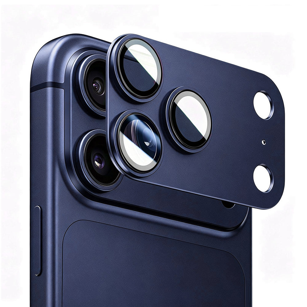 Pellicola protettiva per fotocamera posteriore Blueo Integrated Metal per Apple iPhone 17 Pro Max, vetro temperato, blu scuro