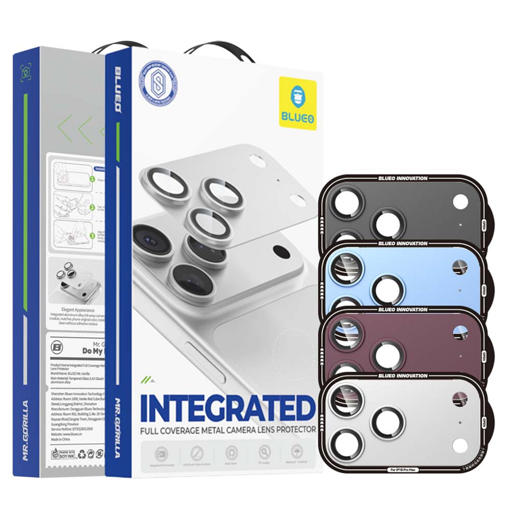 Pellicola protettiva per fotocamera posteriore Blueo Integrated Metal per Apple iPhone 18 Pro, vetro temperato, blu chiaro