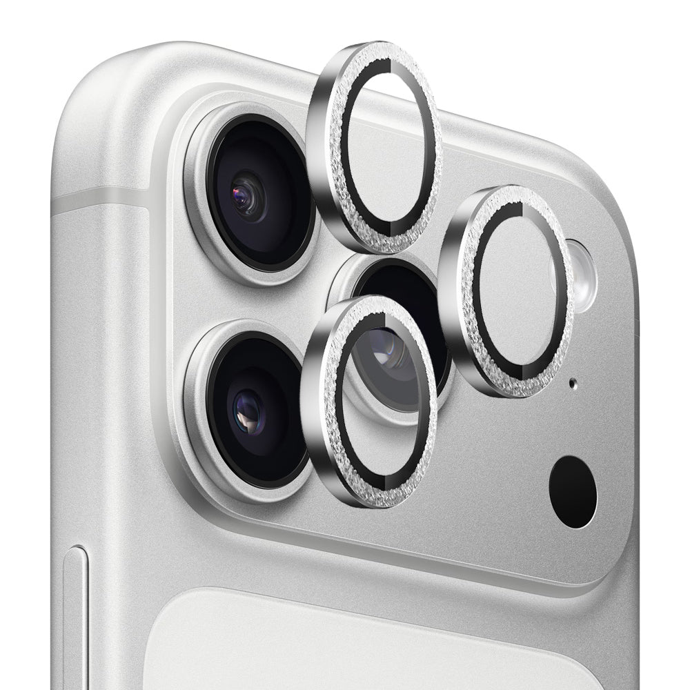 Pellicola protettiva per fotocamera posteriore Blueo Metal Frame Glitter per Apple iPhone 18 Pro / 18 Pro Max, vetro temperato, argento