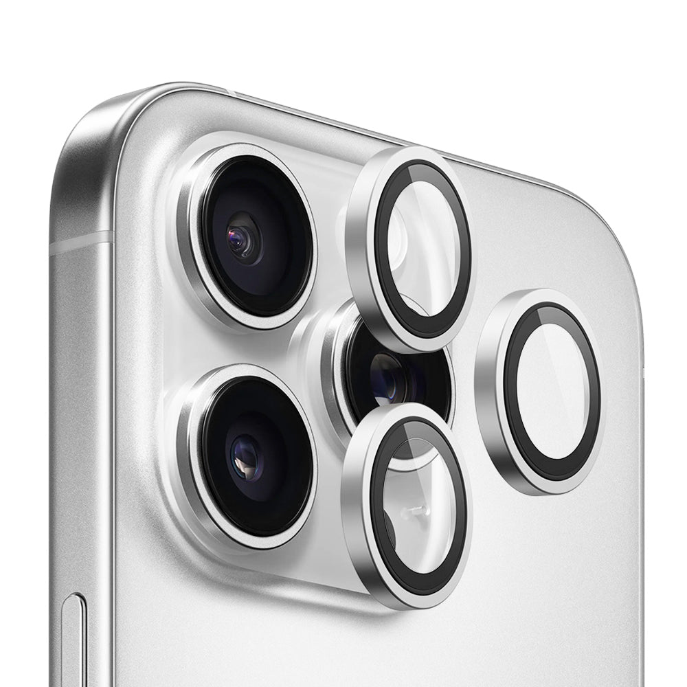 Pellicola protettiva per fotocamera posteriore Blueo Metal Frame per Apple iPhone 14 Pro Max / 14 Pro, vetro temperato, argento