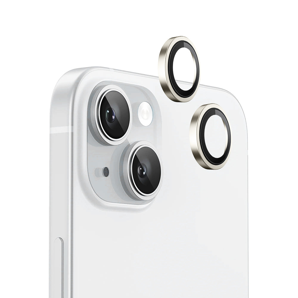 Pellicola protettiva per fotocamera posteriore Blueo Metal Frame per Apple iPhone 15 Plus / 15, Vetro temperato, Gialla