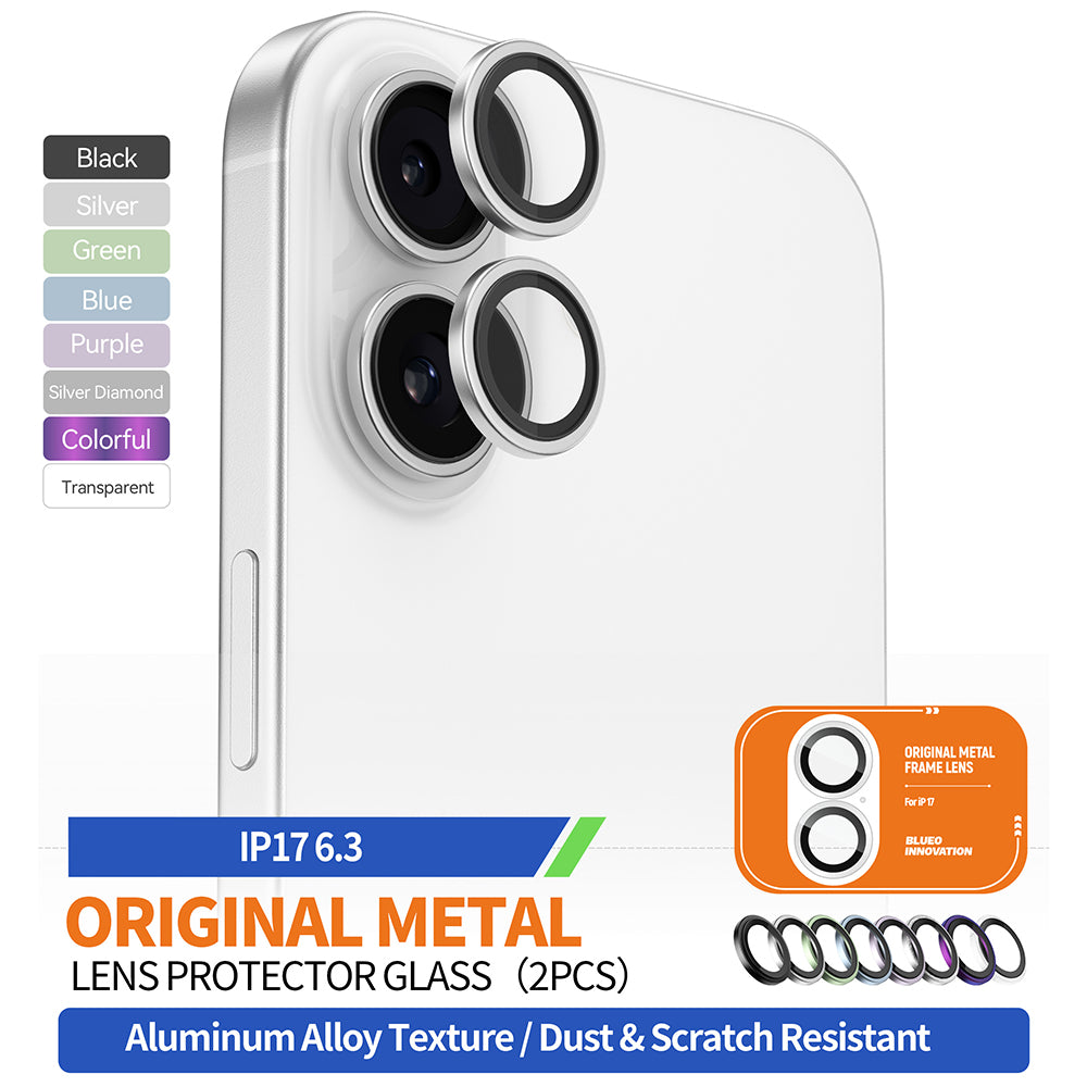 Pellicola Protettiva Posteriore Blueo Metal Frame per Apple iPhone 17, Vetro Temperato, Nero