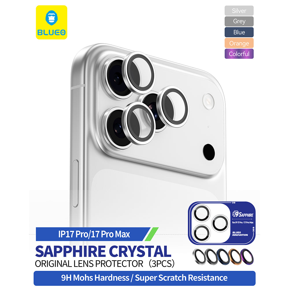 Pellicola Protettiva Posteriore Blueo Sapphire Crystal per Apple iPhone 17 Pro Max / 17 Pro, Vetro Temperato, Arancione
